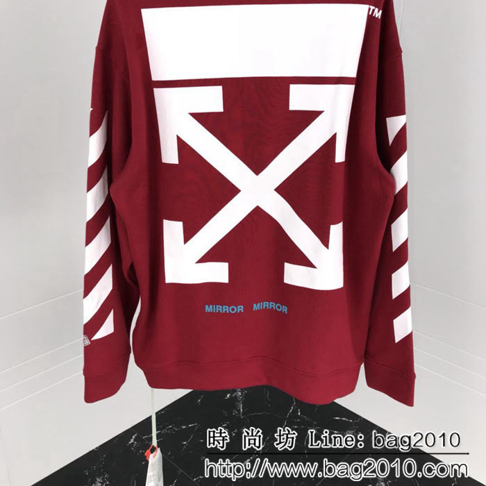 OFFwhite18ss 酒紅色箭頭基礎款 套頭衛衣 情侶款 ydi1108